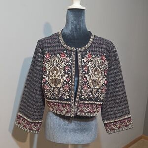 Soft Surroundings Mandala Bolero Jacket With Intricate Sequins & Beads Sz Small
